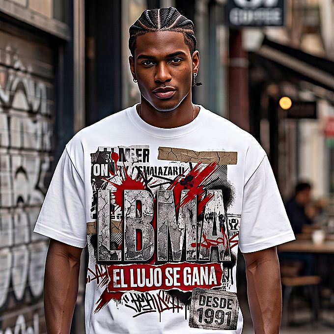 La misma camiseta clara puesta, vista de frente