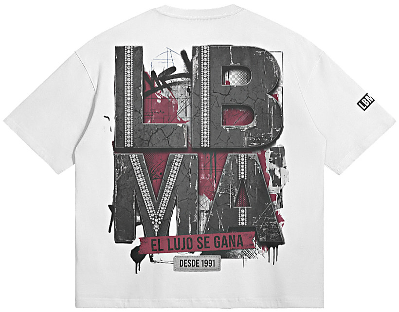 Camiseta clara vista por detrás con el diseño grande en la espalda